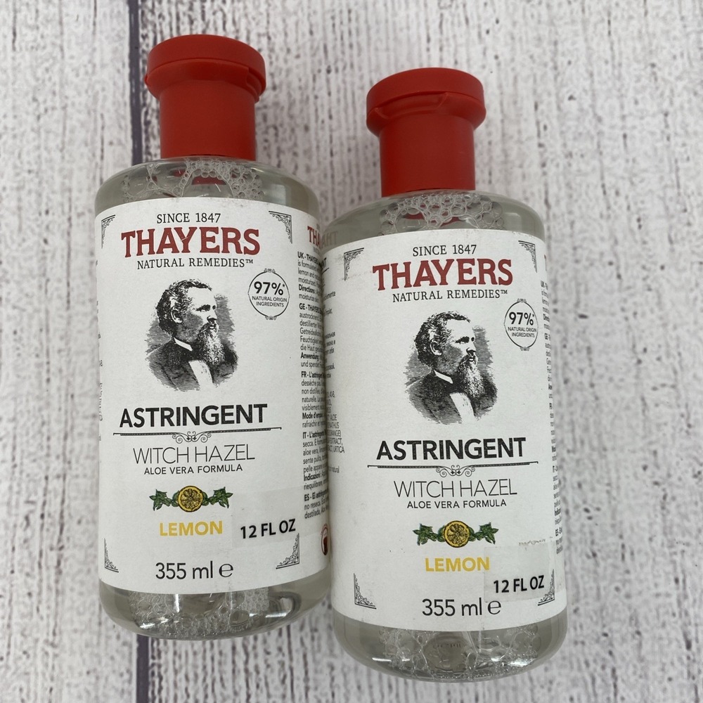 Thayers Astringent (Lot of 2) Lemon Witch Hazel Organic Aloe Vera Formula 12oz